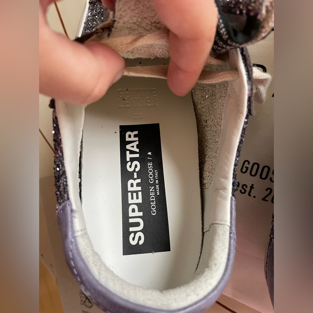 Golden Goose Super Star Low Top Sneaker - Glitter Sparkle - Size 8 - Brand New - Picture 12 of 16